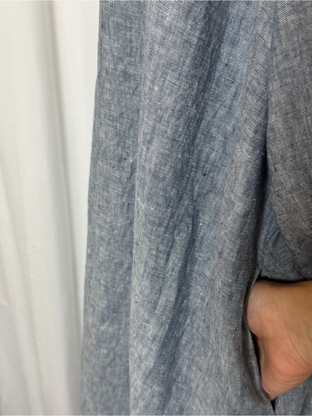 Lake Milly One Shoulder 100% Linen Midi Dress Medium Navy Oversized Pockets - Picture 7 of 12